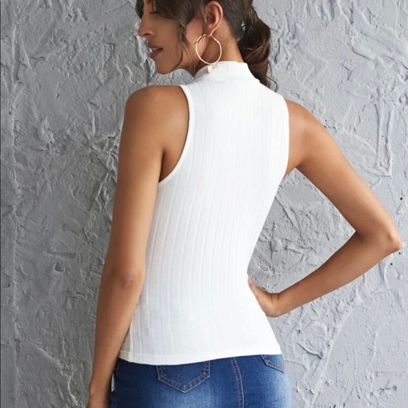 White Rib Knit Tank - Picture 3 of 6